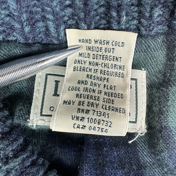 LL Bean Mens Lambs Wool Full Zip Sweater Jacket Blue Green Plaid Lined Pockets - Picture 6 of 9